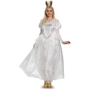 Disney Disguise Alice Wonderland Looking Glass White Queen Adult Deluxe Costume